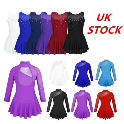 £6.99 • Buy UK Girls Sparkly Ballet Figure Ice Skating Dress Dance Gymnastic Leotard Costume