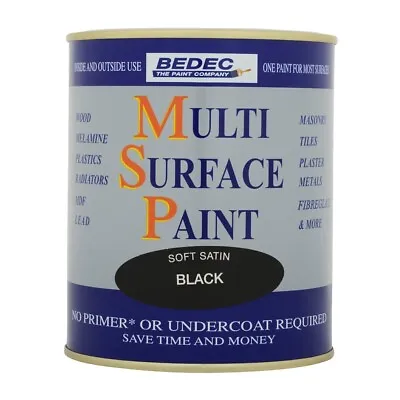 Bedec Multi Surface Paint Soft Satin Black 750ml Tiles / UPVC / Walls No Primer • £21.60