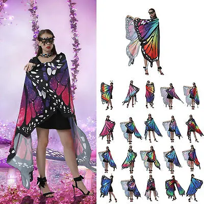 Butterfly Wings Cape Shawl Adult Fairy Cloak Costume Fancy Dress Party • $19.65