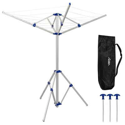 £36.99 • Buy Andes 4 Arm Aluminium Rotary Camping Clothes Airer 16m Washing Line Drying Rack