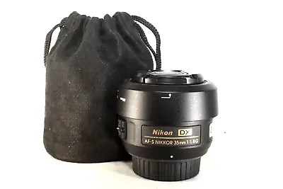 Nikon AF-S NIKKOR 35mm F/1.8G DX Lens Good Used Condition W/covers Hood Pouch • $229