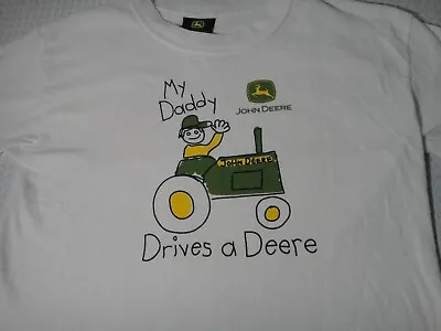 £12.28 • Buy John Deere My Daddy Drives A Deere White Cotton T-shirt Size S 6-8