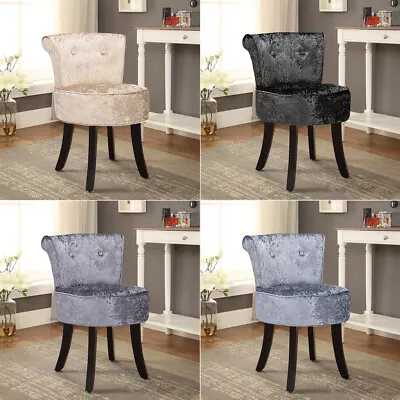 Velvet Upholstered Vanity Stool Backrest Stool Dressing Table Chair Makeup Room • £53.95