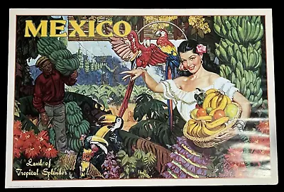 Mexico Land Of Tropical Splendor Travel Poster Retro Litho Woman Fruit 36  X 24  • $49.99