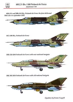 Hungarian Aero Decals 1/48 MIKOYAN MiG-21 Bis/UM Finnish Air Force • $15.99