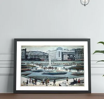 £37.99 • Buy Piccadilly Gardens People FRAMED WALL ART PRINT PAINTING 4 SIZE LS Lowry Style