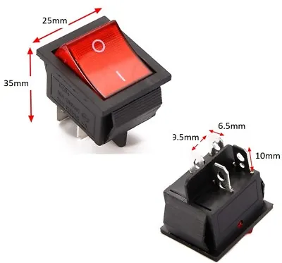 £3.95 • Buy Rocker Switch 240V Mains Red ON / OFF Double Pole 4 Pin DPST        