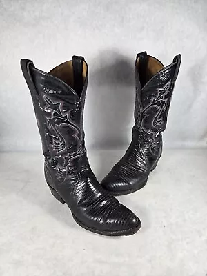 Vintage TONY LAMA 8350 Black Leather Western Cowboy Boots Mens 9 D April 1993 • $49