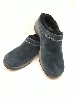 Merrell Clogs Slides Shoes Women's Size 7.5 Blue Suede Fur Lined Select Grip • $29.99