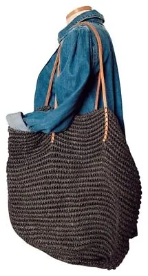 MERONA Black & Brown Woven Tote Bag 19” X 19” X 10” • $22.68