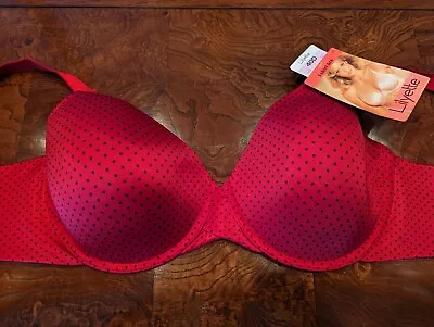 Lilyette Smoothing T-Shirt Bra 0426 Underwire Red With Black Polka Dots  40 D • £12.11