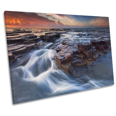 Dance Of Water Seascape Orange CANVAS WALL ART Print Picture • £23.99