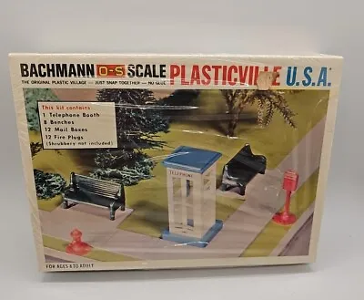 Vintage Plasticville Bachmann Telephone Booth Phone Bench Mailbox #1918 O-S (A) • $27.99