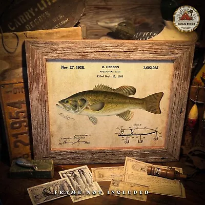 Vintage Fishing Lure Patent Poster Art Print Largemouth Bass Cabin Wall Decor • $9.95