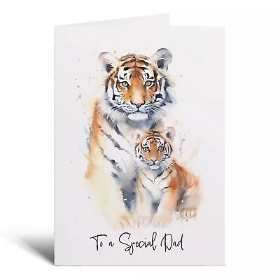 Birthday Card For Dad Card Or Father Day Birthday Card With Tiger Illustration • £3.19