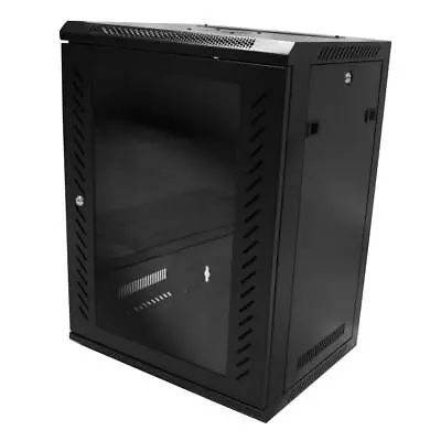 15U Wall Mount Network Server Data Cabinet Enclosure Rack Glass Door Lock Fan US • $134.99