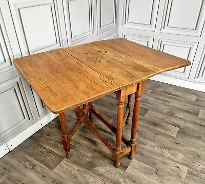Antique Solid Oak Turned Rustic Wooden Drop Leaf Gate Leg Dining Table English • £169.99