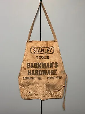$9.99 • Buy Vintage STANLEY TOOLS Carpenter Nail Apron Barkman's Hardware Somerset Pa
