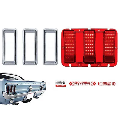 68 Ford Mustang Red LED Sequential Tail Brake Light Lamp Lens & Bezels Kit 1968 • $109.95