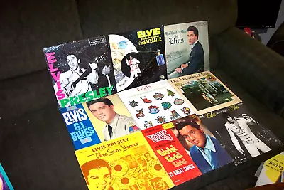 ELVIS PRESLEY 9 LP LOT W ELVIS (1st LP) CHRISTMAS LP ALOHA FROM HAWAII + SUN LP • $12