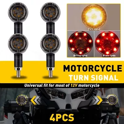 4X 12V Motorcycle Turn Signals Indicator Amber & Red Blinker Light Universal • $13.99