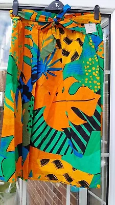 £7.99 • Buy Bnwt Tu 18 Tropical Poplin Tie Belt Summer Skirt