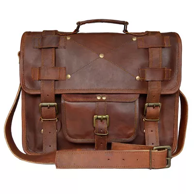 Men's Laptop Briefcase Genuine Leather Messenger Bag Brown Shoulder Handbag 15  • $52.43