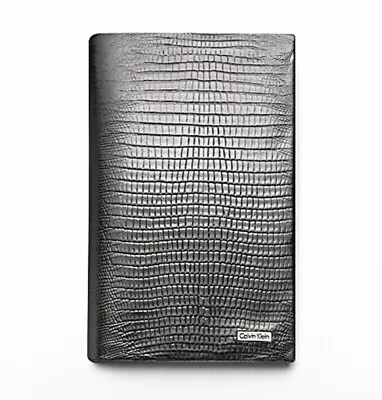 Calvin Klein Black Ck Logo Men's Trifold Leather Passport Wallet • $49