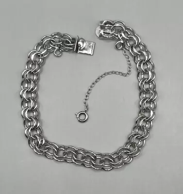 Vintage Elco Sterling Silver Starter Charm Bracelet Double Link 7.5  • $35