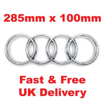£9.99 • Buy NEW Audi Gloss Chrome Rings Front Grille Badge Emblem A1 A4 A5 A6 Q3 Q5 Q7 285mm