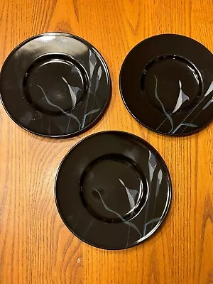 Set Of 3 Mikasa Galleria Opus Black Calla Lily FK701 Saucer Dessert Plate Japan • $12