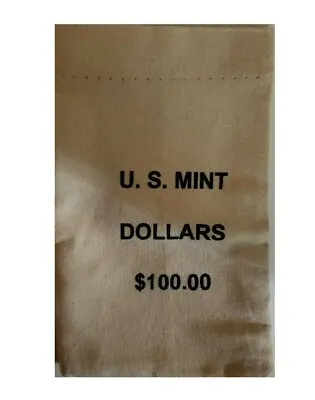  U.S. MINT $100.00 DOLLARS COTTON CANVAS BAG NO COINS *EMPTY* NEW 7-3/4x 4-3/4 • $2.85