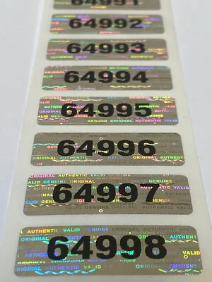 $8.99 • Buy 100- Serial Number Security Hologram Labels Stickers-tamper Proof-1.5 X .50 Inch