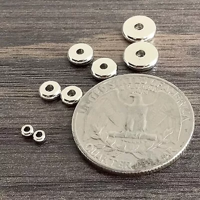 Bulk Lot Silver Disc Spacer Beads 3mm 4mm 5mm 6mm 7mm | Gold Round Spacer Bead • $4.99