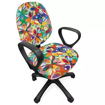 Psychedelic Office Chair Slipcover Retro Groovy Abstract Geometric Essential... • $41.31