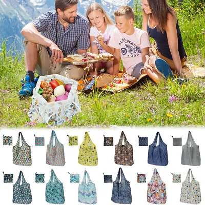 12Pcs Reusable Shopping Tote Bags Large Capacity Groceries Bags Foldable ChFLs • $26.59