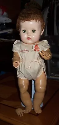 American Character Tiny Tears 1950’s Doll 18 In. Original Romper & Rare Pin TLC • $20