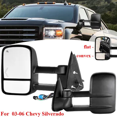 For 03-06 Silverado Tahoe Pickup Mirrors Set Tow Mirrors Power Heated LED Signal • $81.79