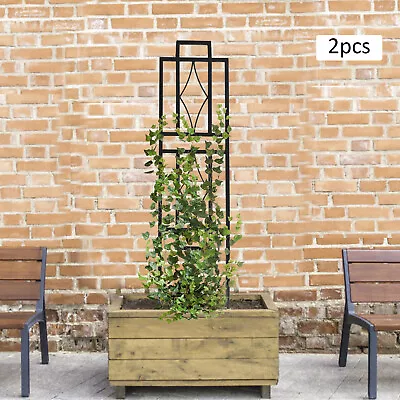 2 PCS Black Garden Trellis Wall Climbing Plant Support Metal Frame Powder Coated • £38