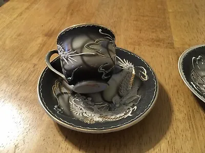 Pair Of Vintage Occupied Japan Raised Dragon Tea Cups And Saucers • $29.99