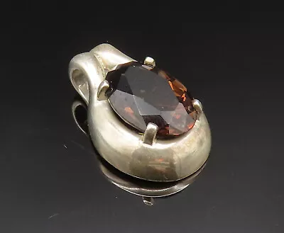 KABANA 925 Sterling Silver - Vintage Oval Smoky Topaz Drop Pendant - PT20856 • $41.05