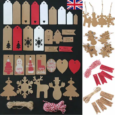 £1.14 • Buy 50/100 Kraft Paper Gift Tags Scallop Label Luggage Christmas Wedding UK