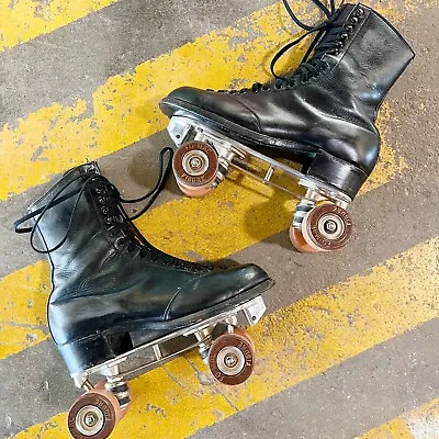 Vintage Hyde Black Cap Toe Roller Skates JB Sure-Grip Century • $340
