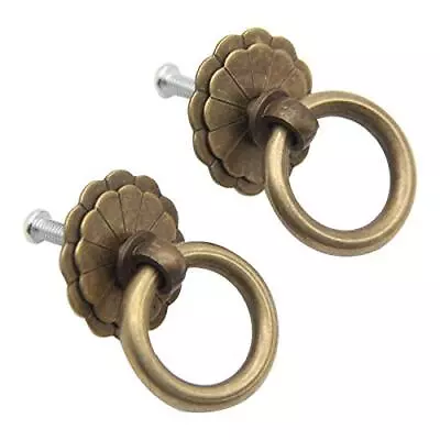 2Pcs Vintage Knobs Pulls Handles Copper Round Antique Drawer Pull Single Hole... • $13.98