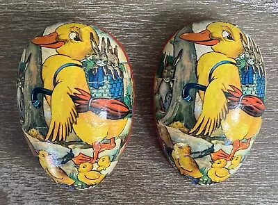 Vtg Large 7  Paper Mache West Germany Easter Egg Candy Box Dapper Duck • $25