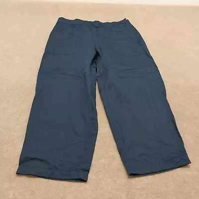 J Jill Womens Large Blue Solid Wide Leg Cropped Stretch Pull On Capri Pants • $18.88