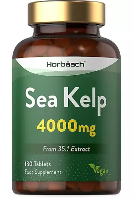 Sea Kelp Tablets 4000mg 180 Count Natural Source Of Iodine High Strength  • £11.17