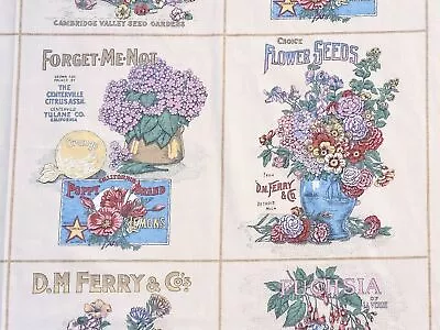 Vintage Flower Seed Packets Joan Kessler Cotton Fabric Concord • $14.50