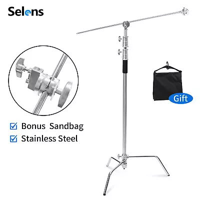 11ft Heavy Duty C Stand Boom Gobo Arm Light Tripod Grip Heads Stainless Steel • $105.99