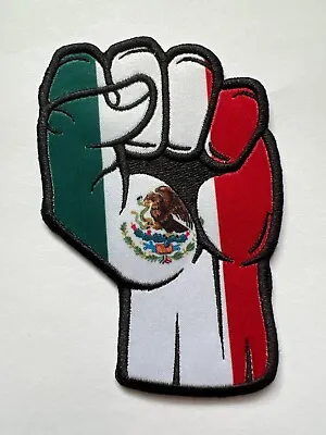 Mexican Flag Raised Fist 4 Inch Iron-On Patch Mexico Pride • $3.99
